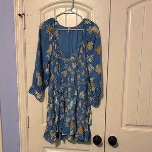 Free People Floral Blue Dress